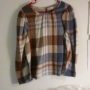 Plaid country long sleeve blouse